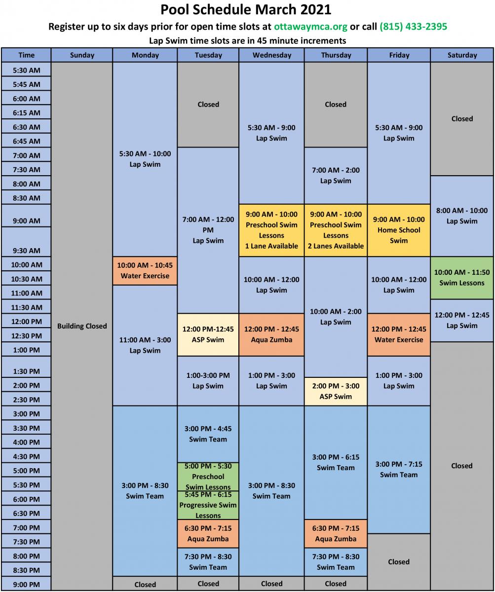 Pool Schedule  The Ottawa YMCA